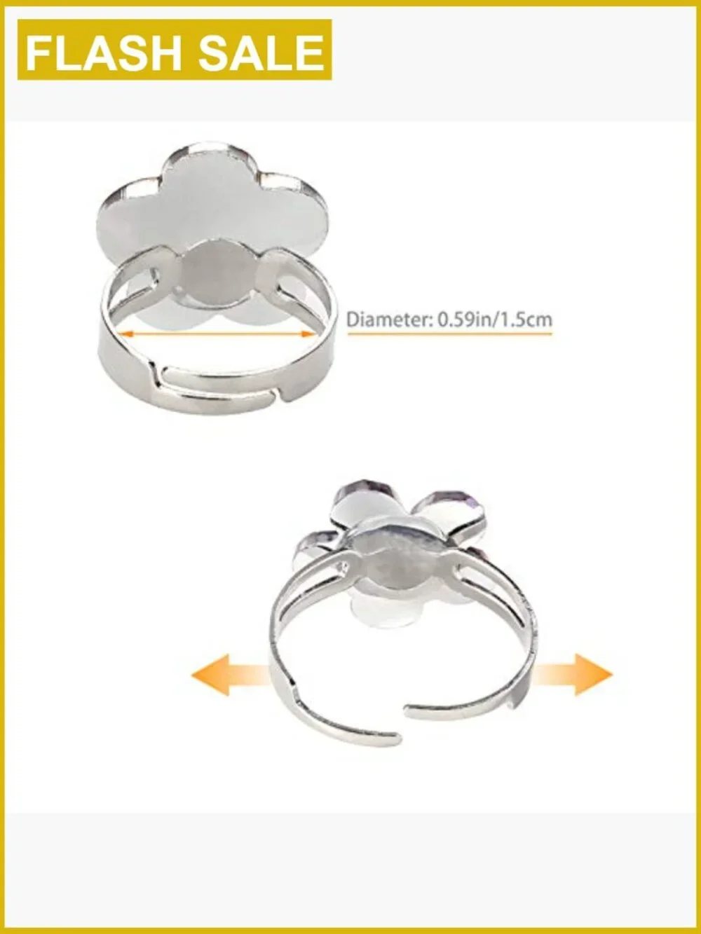 24 Pcs Adjustable Crystal Rings with Heart Box Dress Up Jewelry Girls Set